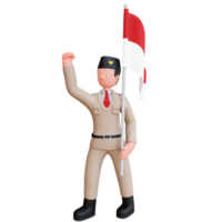 3D Character Independence Day Of Indonesia png