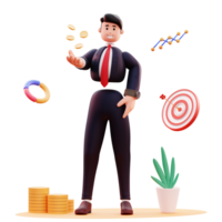 Ilustración de hombre de negocios de personaje 3d png