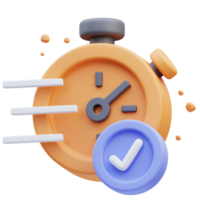 3d rendering of cute icon illustration timer approved png