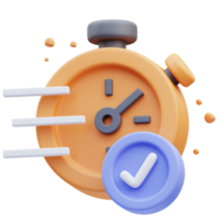 3D-weergave van schattige pictogramillustratietimer goedgekeurd png