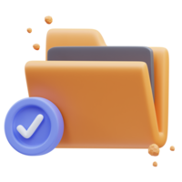 3d rendering of cute icon illustration folder approved png