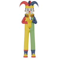 3D-geïsoleerde clown in actie png