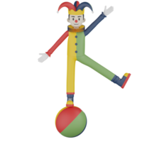 3d Isolated Clown In Action png