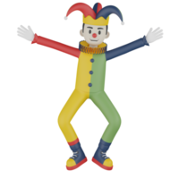 3D-geïsoleerde clown in actie png