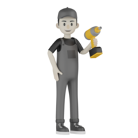 3d Isolated Mechanic in grey Wearpack png