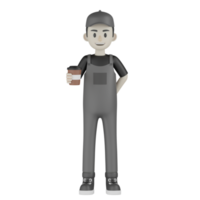 3d Isolated Mechanic in grey Wearpack png