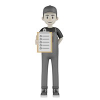 3d Isolated Mechanic in grey Wearpack png