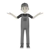 3d Isolated Mechanic in grey Wearpack png