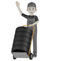 3d Isolated Mechanic in grey Wearpack png