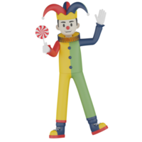 3D isolierter Clown in Aktion png