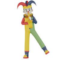 3d Isolated Clown in action png