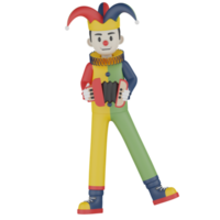 3d Isolated Clown in action png