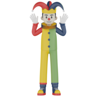 3d Isolated Clown in action png