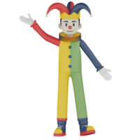 3D-geïsoleerde clown in actie png