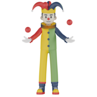 3d Isolated Clown in action png