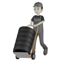 3d Isolated Mechanic in grey Wearpack png