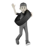 3d Isolated Mechanic in grey Wearpack png