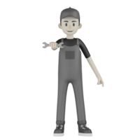 3d Isolated Mechanic in grey Wearpack png