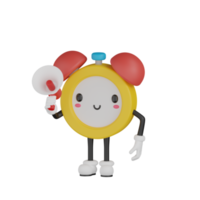 personaje de reloj 3d png