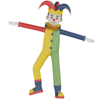 3D-geïsoleerde clown in actie png