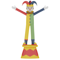 3D-geïsoleerde clown in actie png