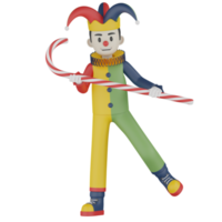 3D isolierter Clown in Aktion png