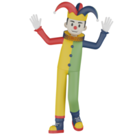 3d Isolated Clown in action png