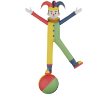 3D isolierter Clown in Aktion png