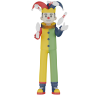 3d Isolated Clown in action png