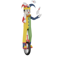 clown isolé 3d en action png