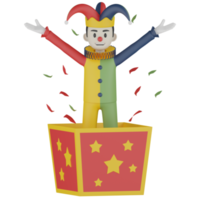 3D-geïsoleerde clown in actie png