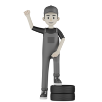 3d Isolated Mechanic in grey Wearpack png
