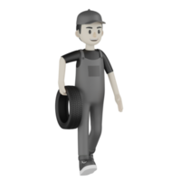 3d Isolated Mechanic in grey Wearpack png