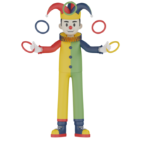 3D-geïsoleerde clown in actie png