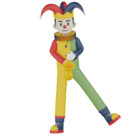 3d Isolated Clown in action png