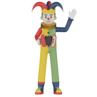 3d Isolated Clown in action png