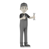 3d Isolated Mechanic in grey Wearpack png