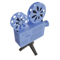 projetor de cinema 3d azul retrô png
