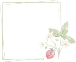 cornice di corona di fragole selvatiche disegnata a mano ad acquerello minimale png