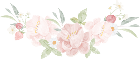 bouquet di fiori di peonia rosa acquerello png