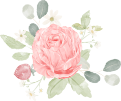 bouquet di rose rosa acquerello png