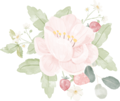 watercolor pink rose bouquet png