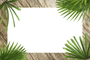 green botanical tropical palm leaves frame on transparent background png