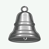 Vintage jingle bell. Merry Christmas. Monochrome Graphic Art. Vector