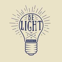 Vintage typography with lamp and motivation and inspiration in white. Vector