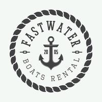 Set of vintage rafting or boat rental logo, labels and badges. Vector