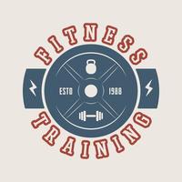 Gym logo, badge, label, mark in vintage style. Vector illustration.