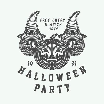 Vintage retro halloween logo, emblem, badge, label, mark, patche Monochrome Graphic Art Illustration