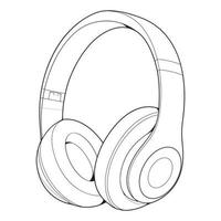 Line Art Headphones Vector Illustration, Music Concept, Line art vector, Portable earphones, Headphones Vector
