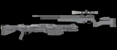 conjunto de armas de fuego de estilo vectorial, arma de fuego, ilustración de arma, línea vectorial, ilustración de arma, arma moderna, concepto militar, pistola para entrenamiento vector